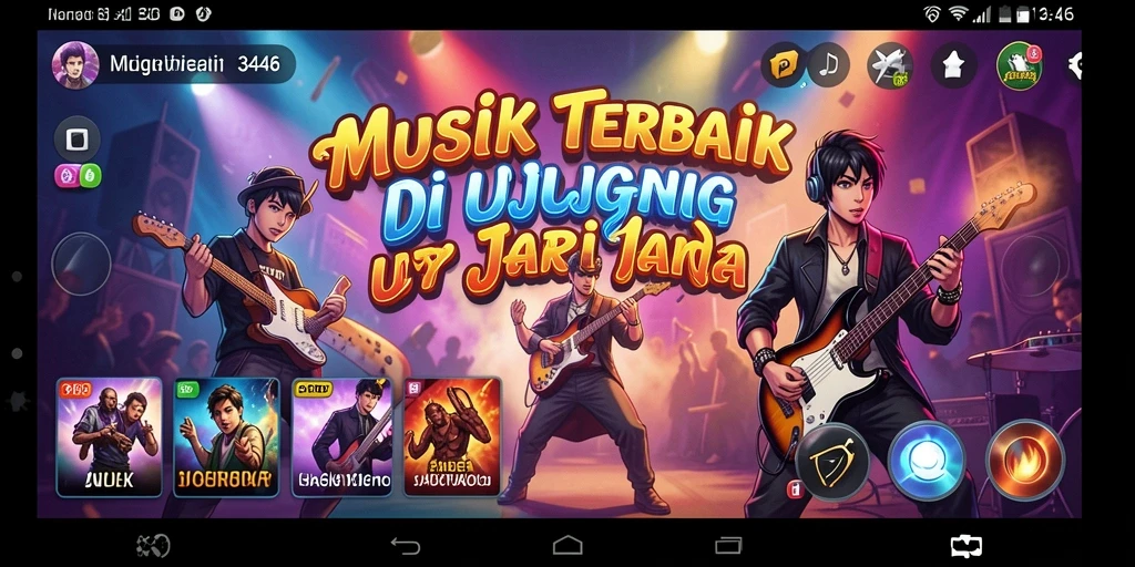 Tampilan gameplay interaktif dari aplikasi 3446 dengan berbagai musik.