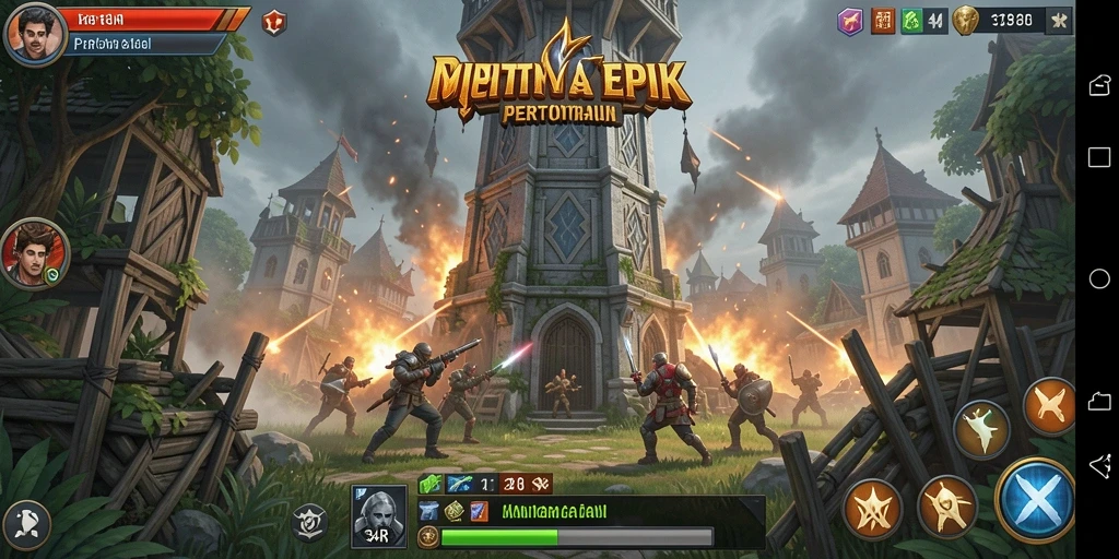 Tampilan menakjubkan dari permainan Tower Defense 34R.