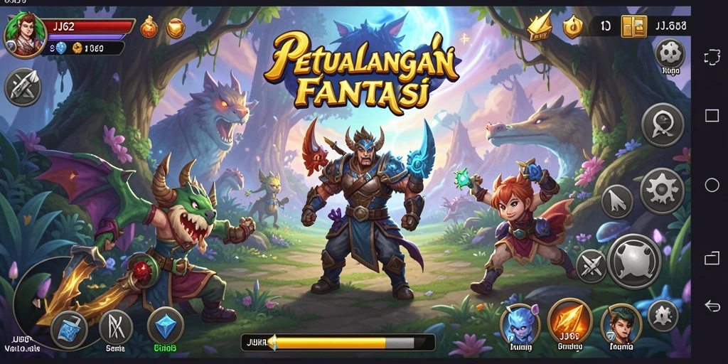 Tampilan gameplay yang epik di dunia fantasi JJ62.