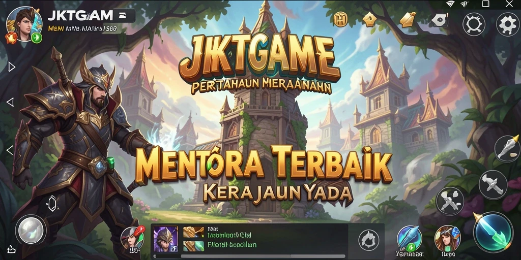 Tampilan gameplay JKTGAME dengan desain menara yang berwarna-warni.