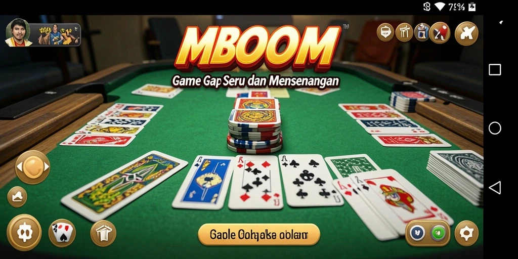Tampilan gameplay seru MBOOM dengan kartu Gaple.
