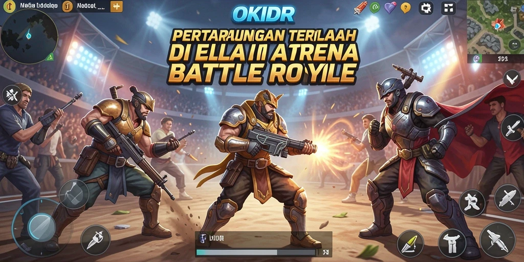 Screenshot gameplay menampilkan pertarungan seru dalam game Battle Royale.